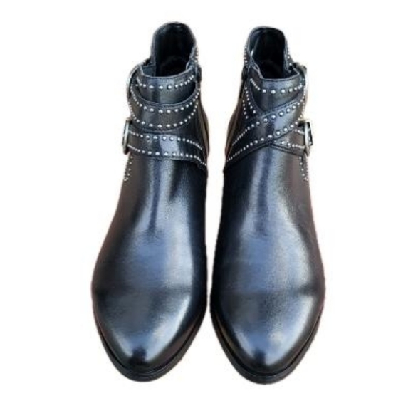 WW DAVID TATE Senator Black Lamb Leather Ankle Bike Boot Women 8.5 Extra Wide EE - Picture 4 of 10